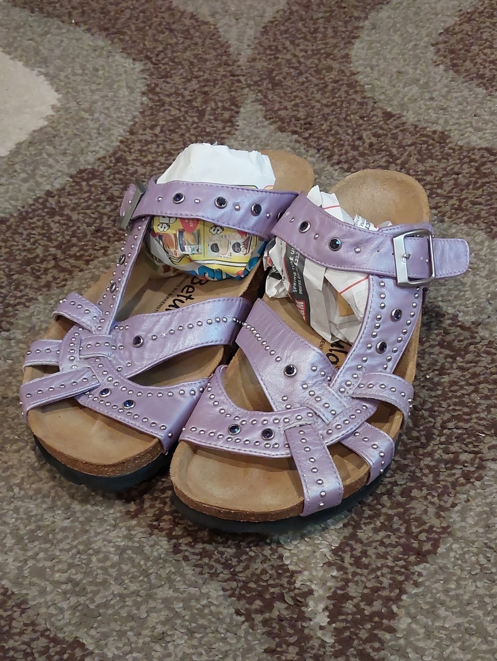 ❤️💜🩴Betula By Birkenstock Lilac Studded Comfort Sandals - Women's size 9❤️💜🩴